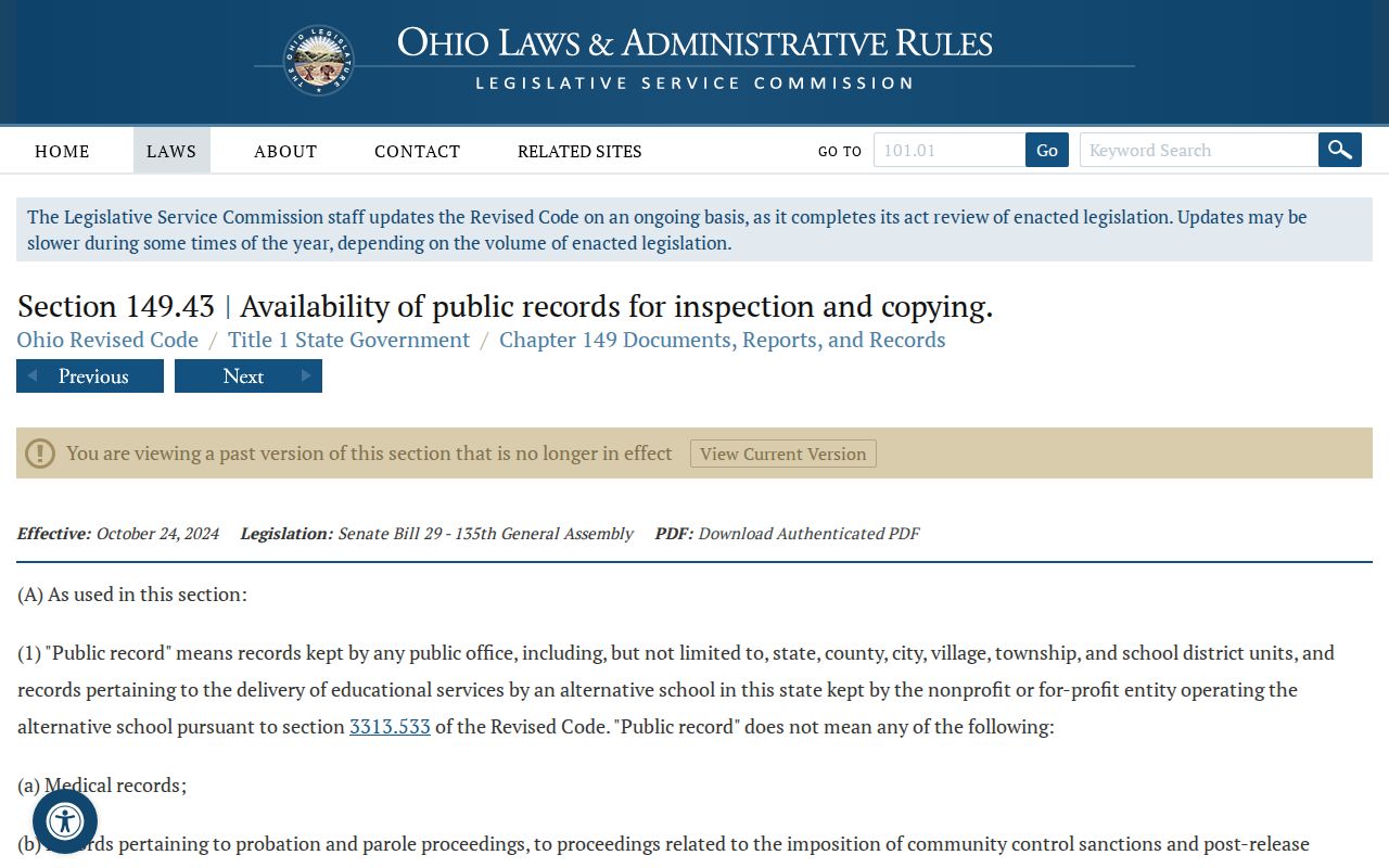 Muskingum County court records Ohio Public Records Act page