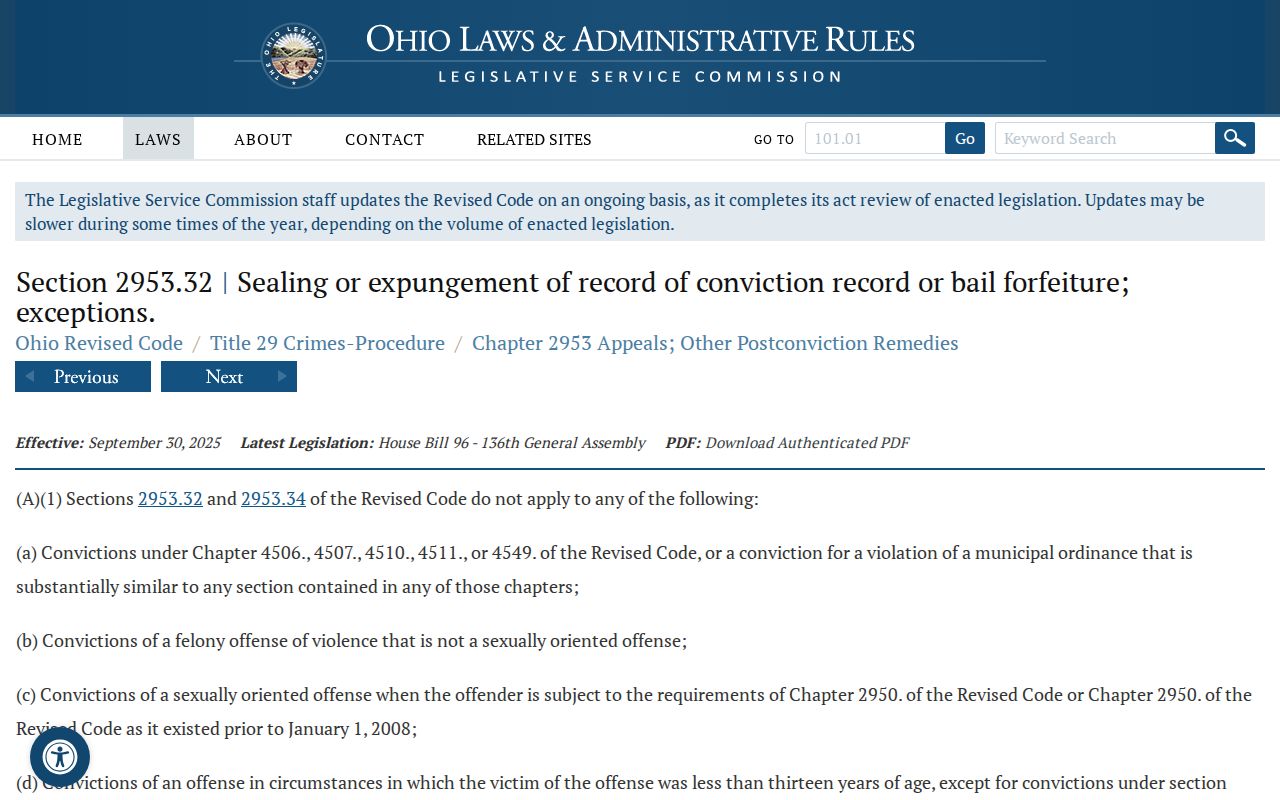 Muskingum County criminal dockets adult sealing statute