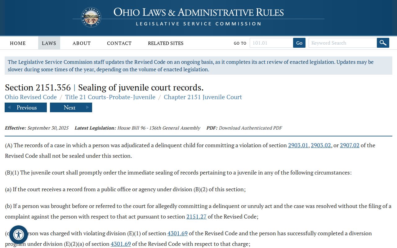 Muskingum County criminal dockets juvenile sealing statute