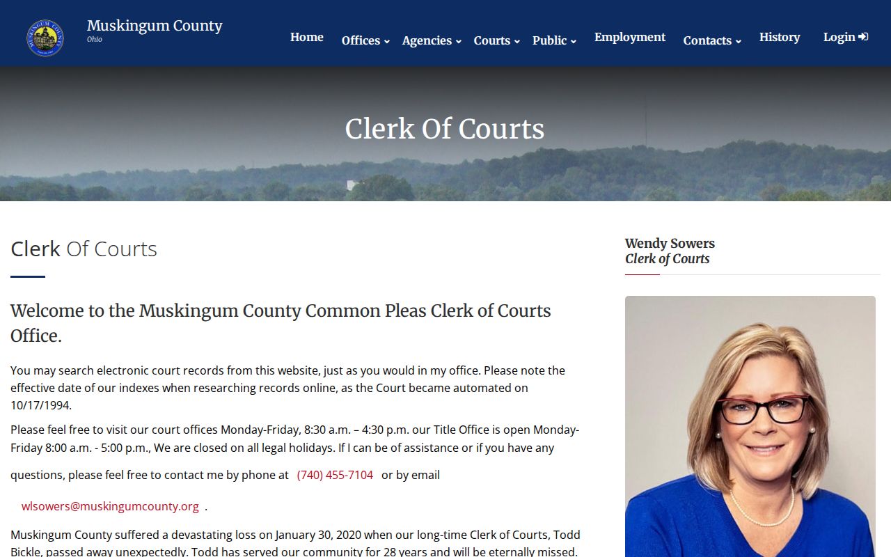 Muskingum County court docket Clerk of Courts services