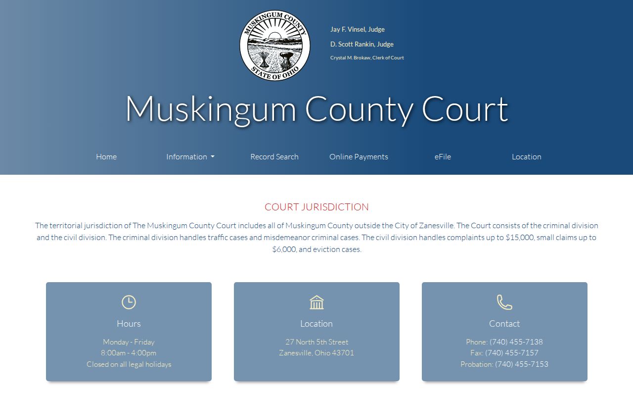 Muskingum County court docket County Court jurisdiction