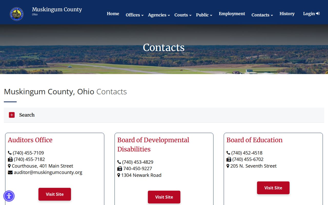 Muskingum County court docket court and clerk contacts